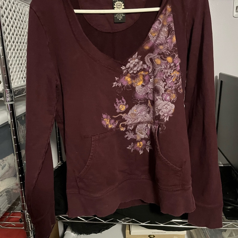 Lucky Brand Women's Maroon Size M Pullover Hoodie